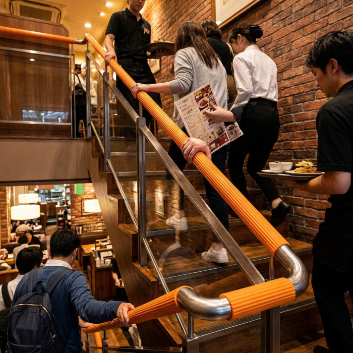 Protectie maner pentru balustrada, antialunecare, din cauciuc, portocaliu, 90cm [5]