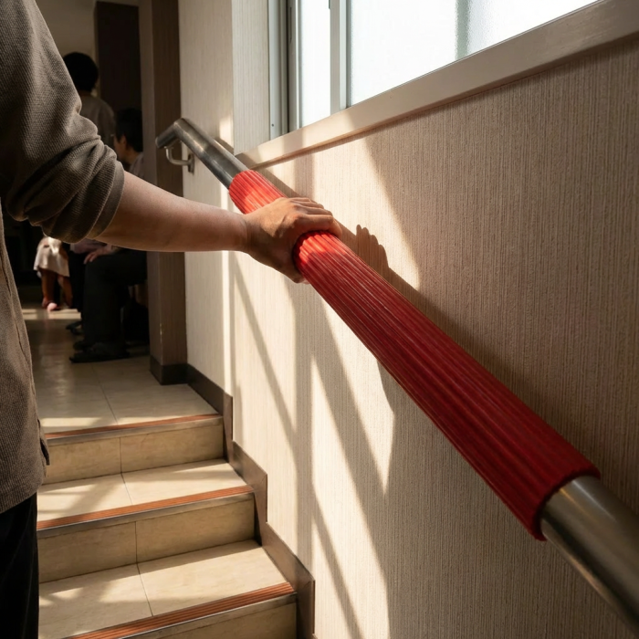 Protectie maner pentru balustrada, antialunecare, din cauciuc, rosu, 90cm [4]