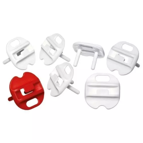 Protectii pentru prize Reer, cu cheie de deblocare, set 6 buc, albe [1]