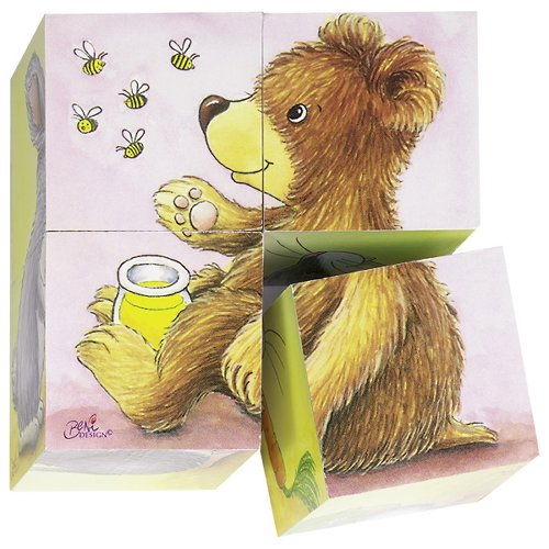 Puzzle Cuburi Animale din Lemn pentru Bebeluși 2 ani+ [1]