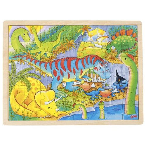 Puzzle de lemn, copii 3 ani+, 48 piese, model dinozauri [1]