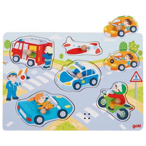 Puzzle Incastru Copii 1 An+ Cu Sunete Masinute si Vehicule Goki [1]