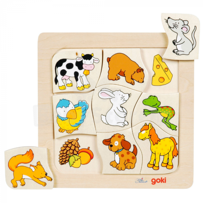 Puzzle Incastru Educativ Copii 2 Ani+ Animale Si Hrana Lor Goki [1]