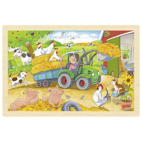 Puzzle lemn, copii 3 ani+, 24 piese ferma animale [1]