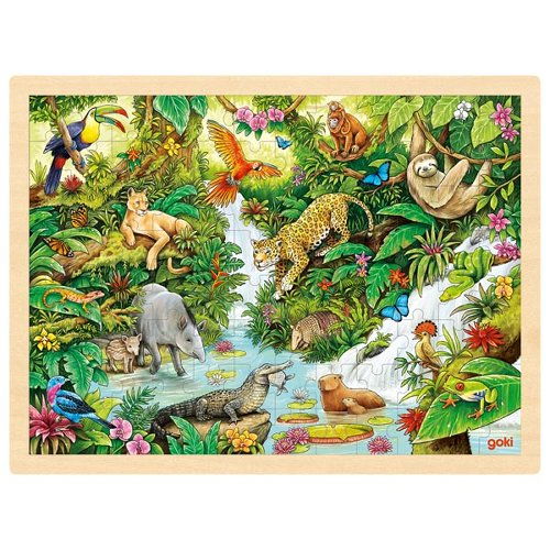 Puzzle lemn, copii 3 ani+, 96 piese jungla [1]