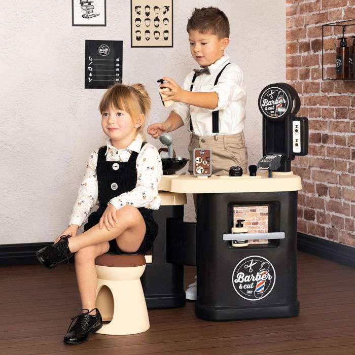 Salon coafura pentru copii Smoby Barber Shop, Barber and Cut negru [9]