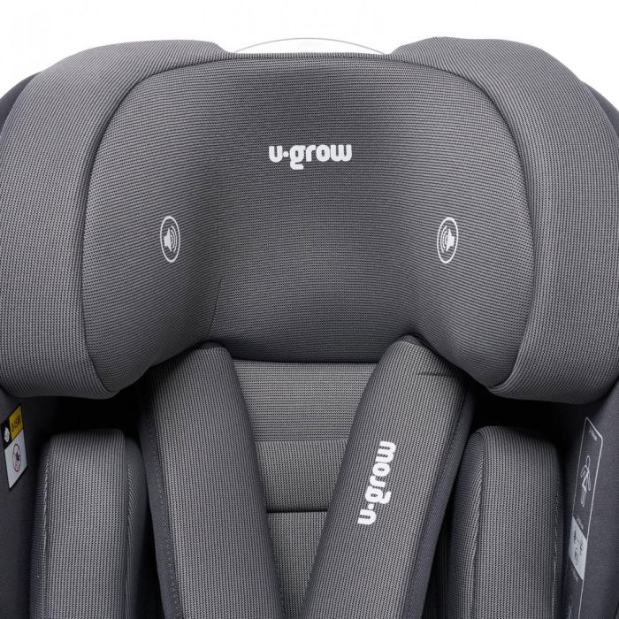 Scaun auto I-size U-Grow Goldfix Plus, isofix, 76-150 cm (9-36 kg), boxa bluetooth, gri [9]
