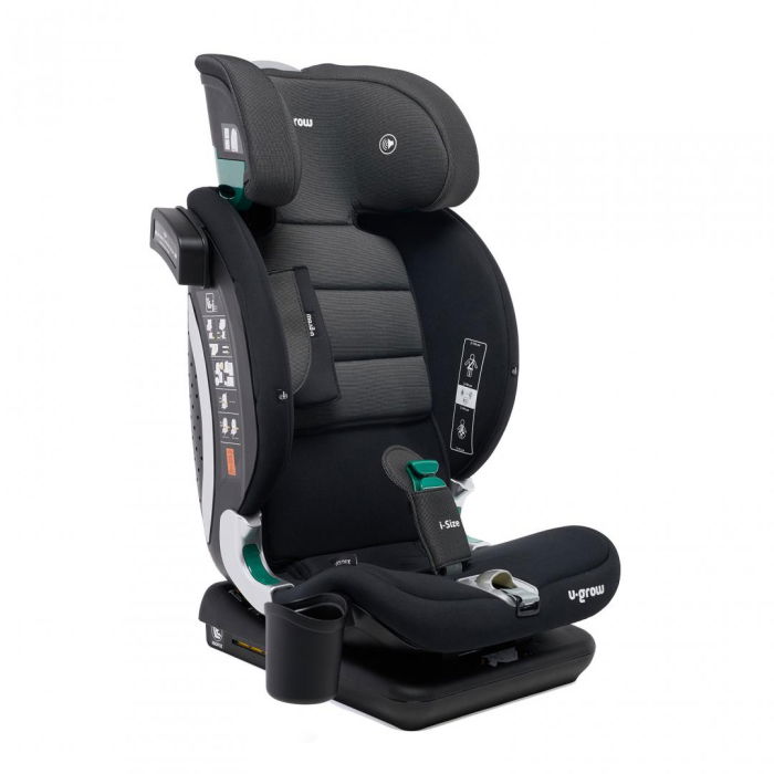 Scaun auto I-size U-Grow Goldfix Plus, isofix, 76-150 cm (9-36 kg), boxa bluetooth , negru [5]