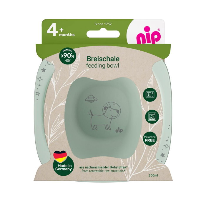 Set 2 castroane nip® Green pentru mancarea copiilor cu motive gravate laser, din materiale naturale regenerabile, fara BPA, fara melamina, lavabile in masina de spalat vase, Made in Germany, 4+ luni, [4]