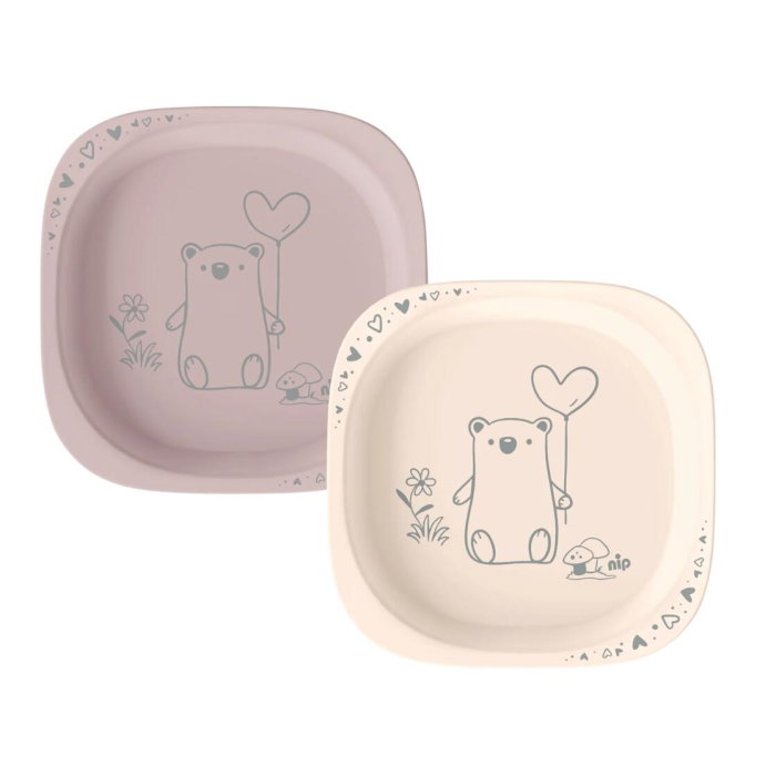 Set 2 castroane nip® Green pentru mancarea copiilor cu motive gravate laser, din materiale naturale regenerabile, fara BPA, fara melamina, lavabile in masina de spalat vase, Made in Germany, 4+ luni, [2]