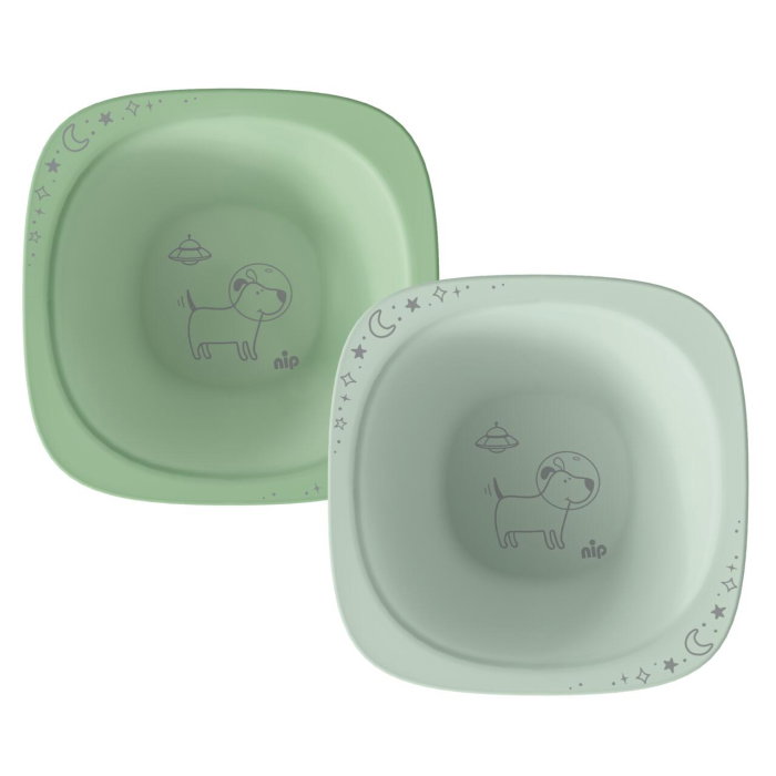 Set 2 castroane nip® Green pentru mancarea copiilor cu motive gravate laser, din materiale naturale regenerabile, fara BPA, fara melamina, lavabile in masina de spalat vase, Made in Germany, 4+ luni, [3]
