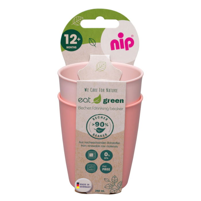 Set 2 pahare de baut Eat Green pentru bebelusi, din plastic bio, lavabile in masina de spalat vase, 12+ luni, nip 37067 [1]