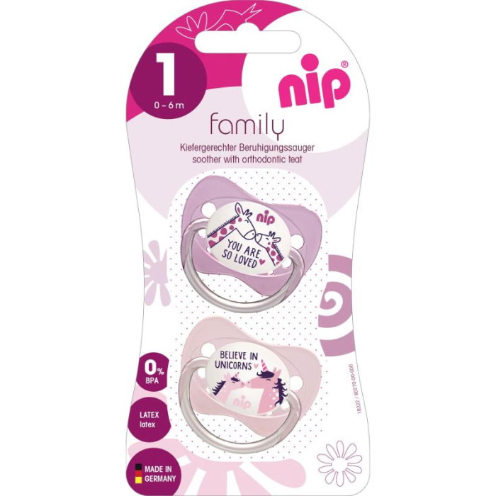 Set 2 suzete Family cu tetina din latex natural, forma anatomica, tetina ortodontica, cu inel, 0-6 luni, nip 31000 [11]