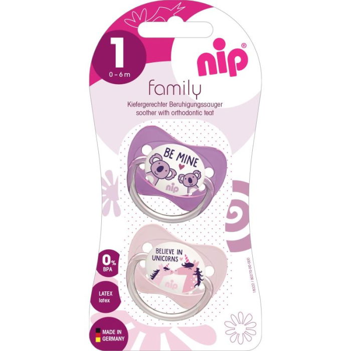Set 2 suzete Family cu tetina din silicon moale, forma anatomica, tetina ortodontica, cu inel, 0-6 luni, nip 31003 [8]