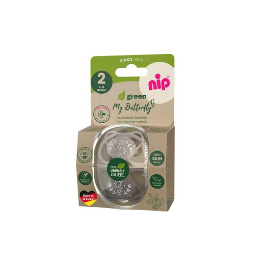 Set 2 suzete ortodontice din silicon 16-32 luni, fără BPA, nip My Butterfly Green [1]