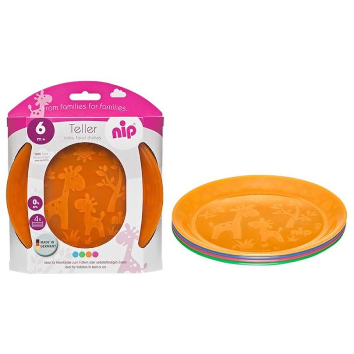 Set 4 farfurii intinse colorate pentru bebelusi si copii, diametru 19 cm, fara BPA, 6 luni+, Nip 37062 [5]