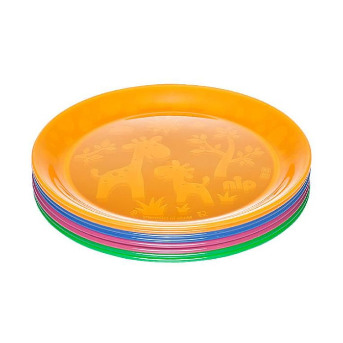 Set 4 farfurii intinse colorate pentru bebelusi si copii, diametru 19 cm, fara BPA, 6 luni+, Nip 37062 [1]
