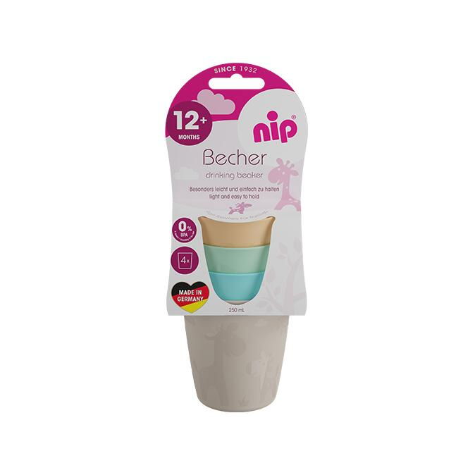 Set 4 pahare colorate pentru bebelusi si copii, 300 ml, fara BPA, 18+ luni, Nip 37061 [1]