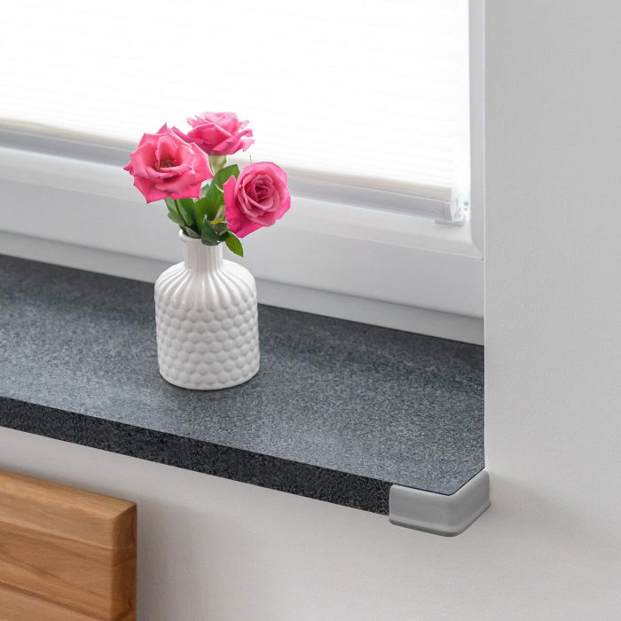 Set 4 protectii de colturi din spuma poliuretan, cu banda adeziva 3M, rezistenta la muscaturi, gri, Reer 82031 [3]