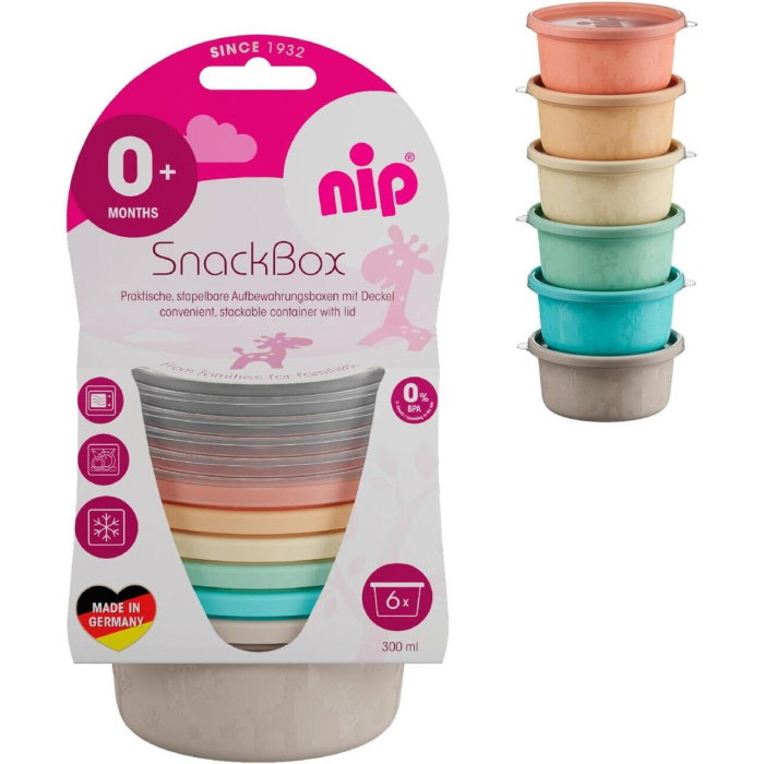 Set 6 boluri cu capac pentru alimente, 300 ml, fara BPA, 0+ luni, Nip [1]