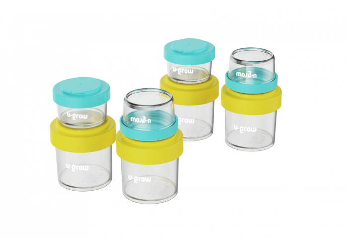 Set 8 recipiente cu capac pentru stocare hrana copii , 4*80ml + 4*220ml, U-Grow [1]