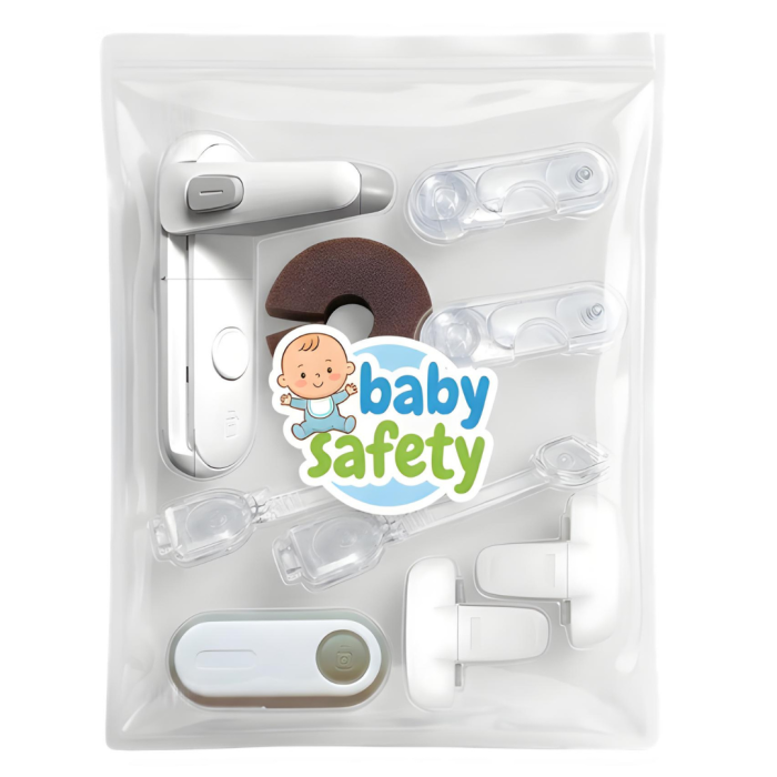 Set blocatoare siguranță copii pentru sertare, dulapuri și uși 9 buc [1]