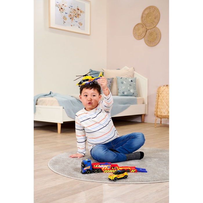 Set Dickie Toys Rescue Transporter 40 cm cu camion, masina, elicopter si accesorii [16]