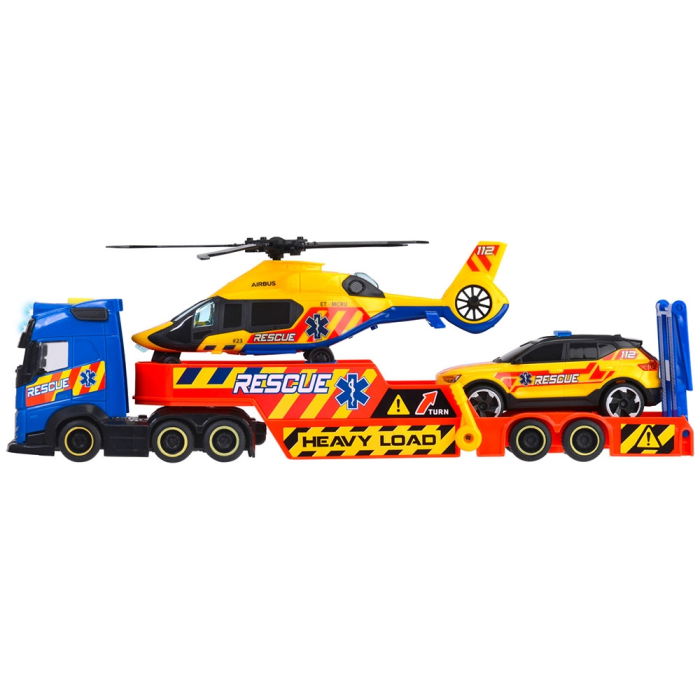 Set Dickie Toys Rescue Transporter 40 cm cu camion, masina, elicopter si accesorii [3]