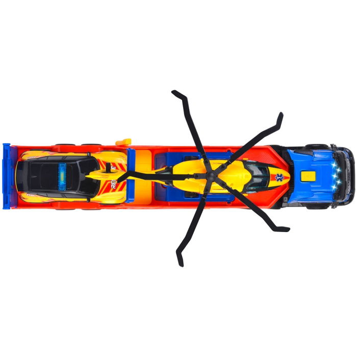 Set Dickie Toys Rescue Transporter 40 cm cu camion, masina, elicopter si accesorii [4]
