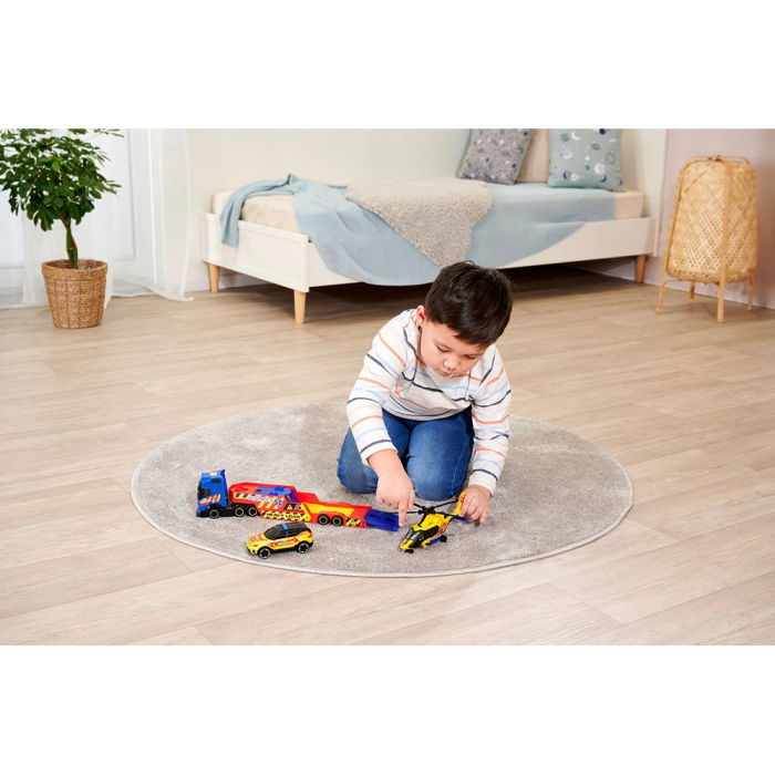 Set Dickie Toys Rescue Transporter 40 cm cu camion, masina, elicopter si accesorii [14]