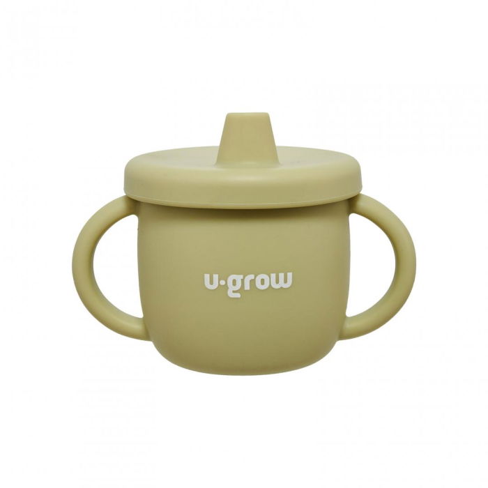 Set diversificare 3 piese silicon : bol , farfurie si cana cu cioc, olive, U-Grow [5]