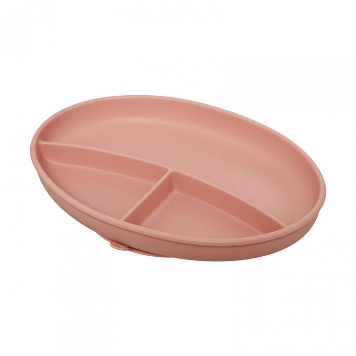 Set diversificare 5 piese silicon : baveta, bol, farfurie, lingurita si furculita, roz, U-Grow [3]