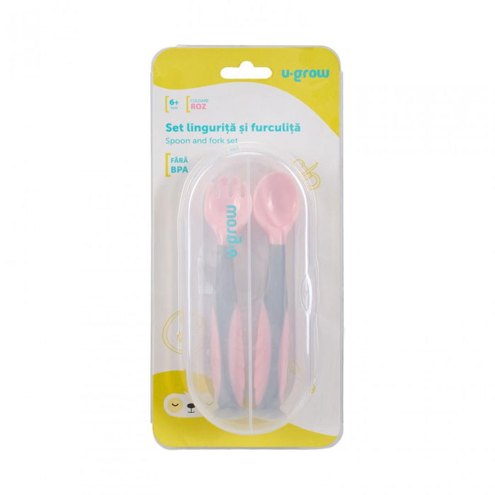 Set lingurita si furculita , roz, U-Grow [4]