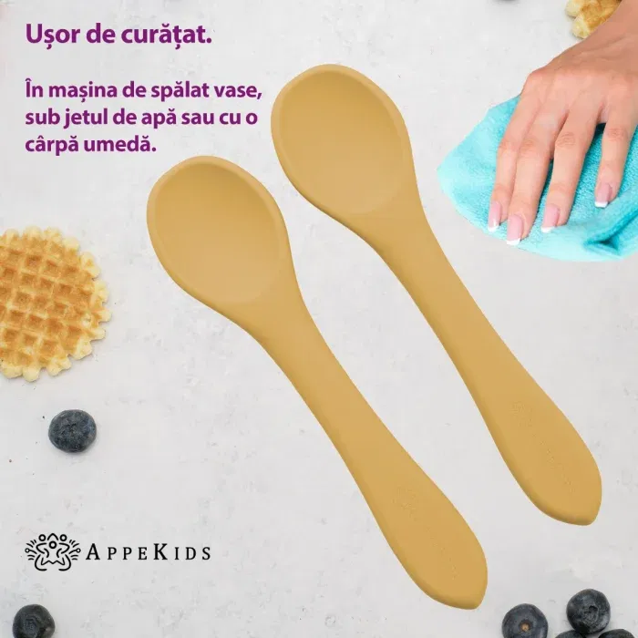 Set Lingurite din silicon, AppeKids - Galben [4]