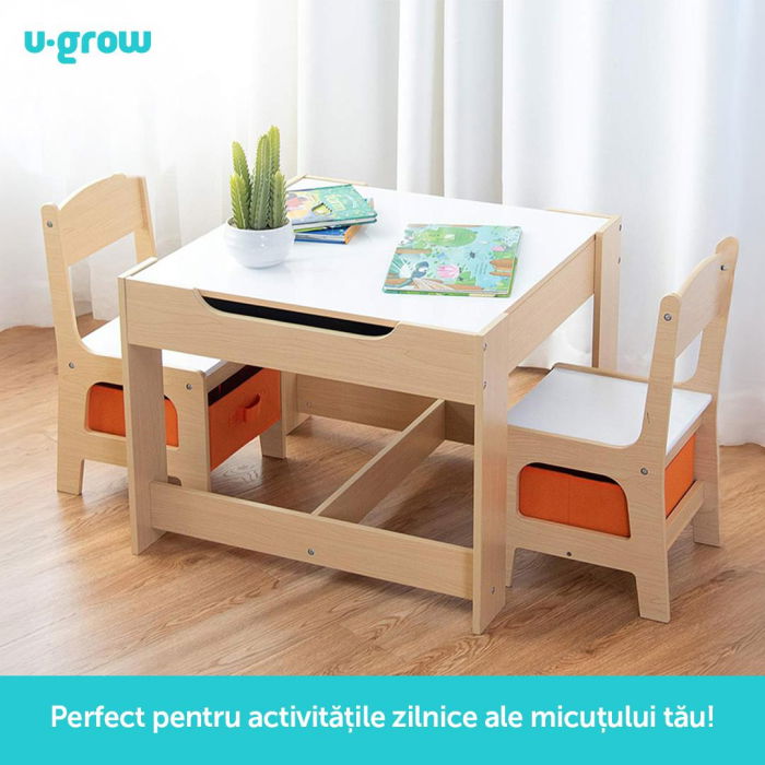 Set masuta si 2 scaune , lemn natur, U-Grow [10]