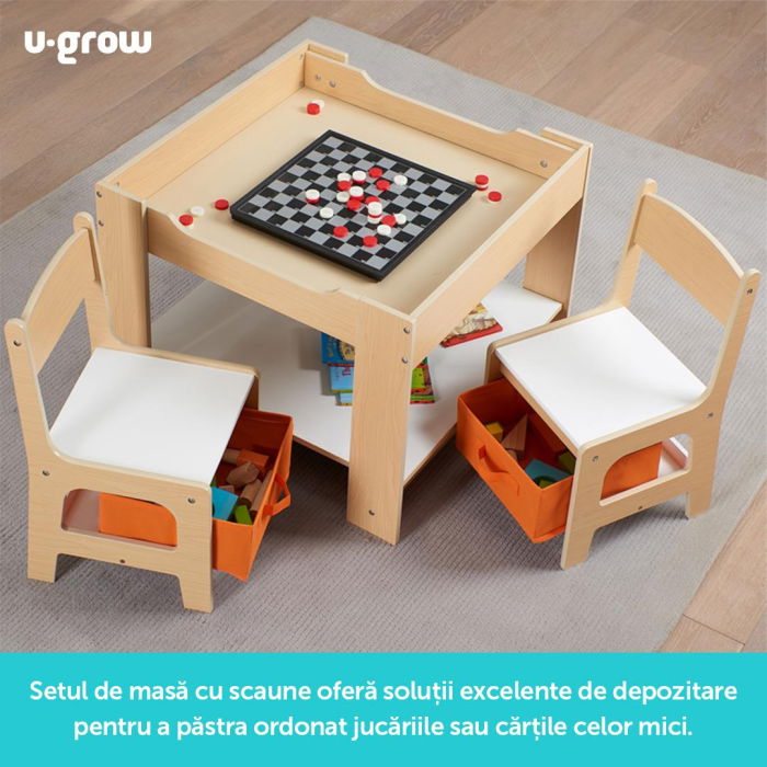 Set masuta si 2 scaune , lemn natur, U-Grow [11]
