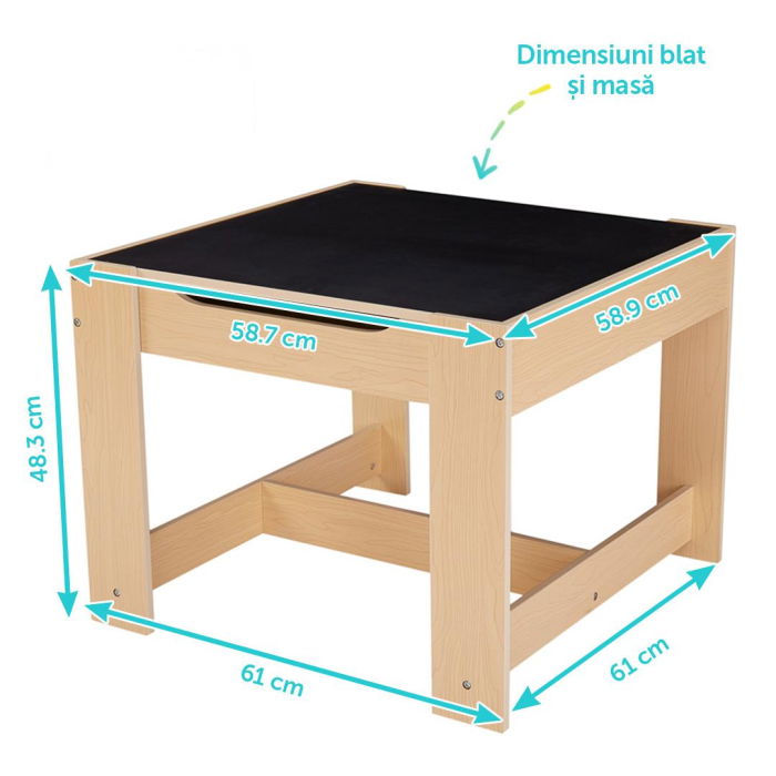 Set masuta si 2 scaune , lemn natur, U-Grow [4]