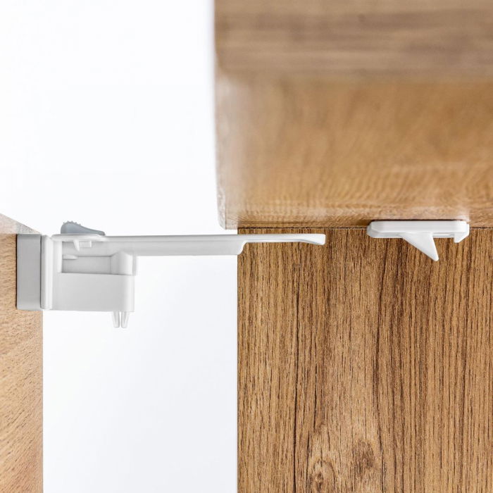 Set sigurante pentru sertare de tacamuri, 2 bucati, albe, montare cu adeziv sau surub, Reer 71090 [9]