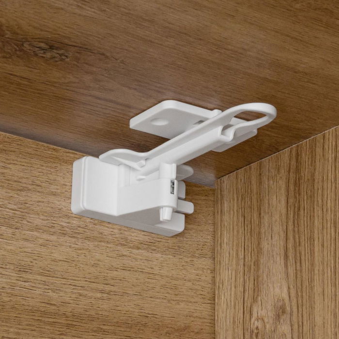 Set sigurante pentru sertare de tacamuri, 2 bucati, albe, montare cu adeziv sau surub, Reer 71090 [10]