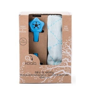 Set Swaddle si suport de prindere baveta, eKoala, Albastru [1]