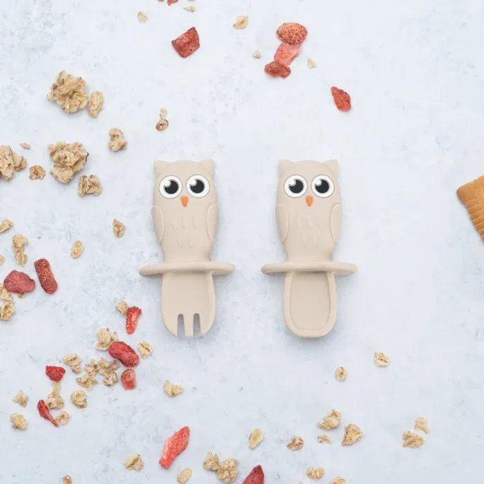 Set Tacamuri din silicon, AppeKids, OWL - Bej [1]