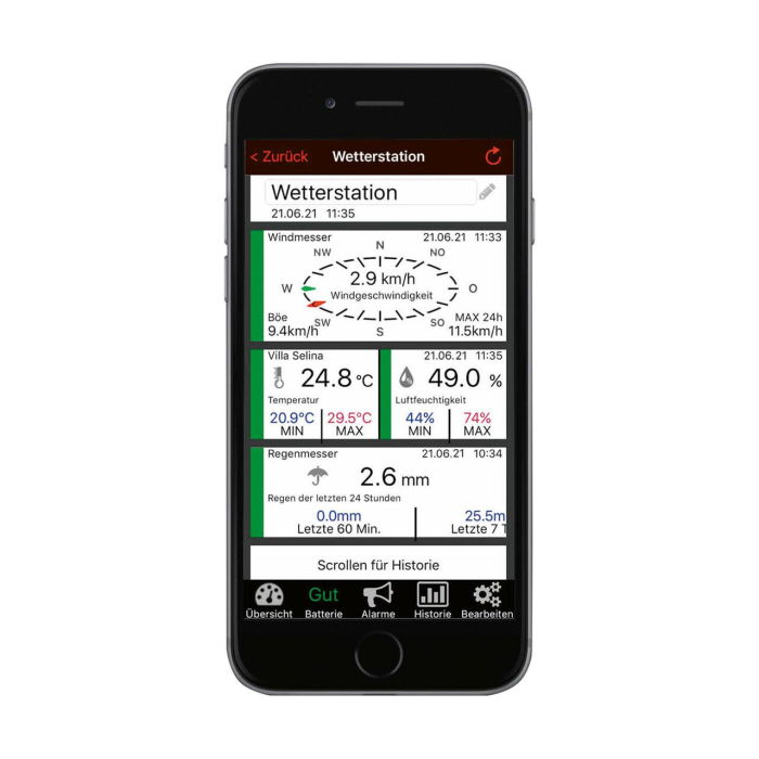 Sistem meteo SmartHome cu masurare temperatura, umiditate, precipitatii si viteza vant, data logger cu comunicare cu smartphone WEATHERHUB, TFA 31.4005.02 [8]