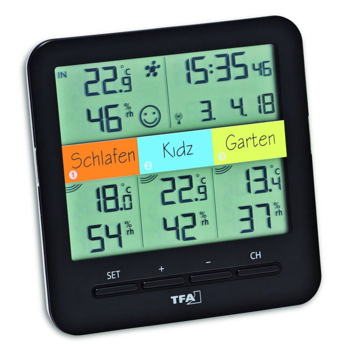Sistem meteo SmartHome cu termo-higrometru si 3 senzori wireless, comunicare cu smartphone WEATHERHUB, TFA 31.4007.02 [3]