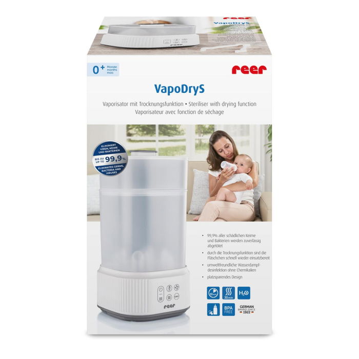 Sterilizator cu aburi si functie de uscare pentru biberoane, detartrare automata, 5 biberoane, Reer VapoDryS 36130 [1]