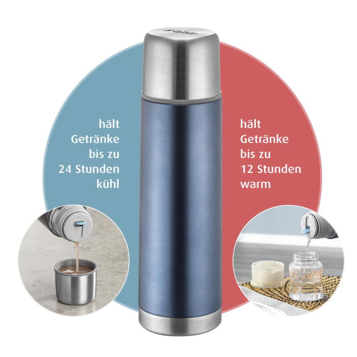 Sticla termos din otel inoxidabil vidat cu capac Colour, 450 ml, gri, Reer 90501 [12]