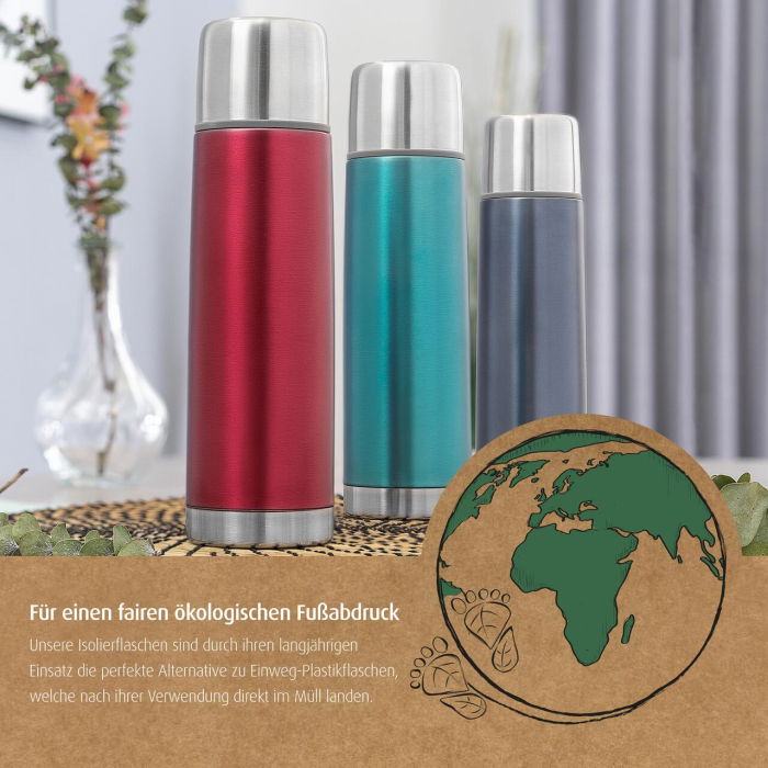 Sticla termos din otel inoxidabil vidat cu capac Colour, 450 ml, gri, Reer 90501 [17]