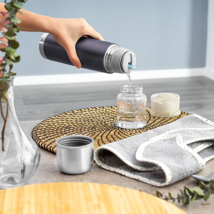 Sticla termos din otel inoxidabil vidat cu capac Colour, 450 ml, gri, Reer 90501 [2]