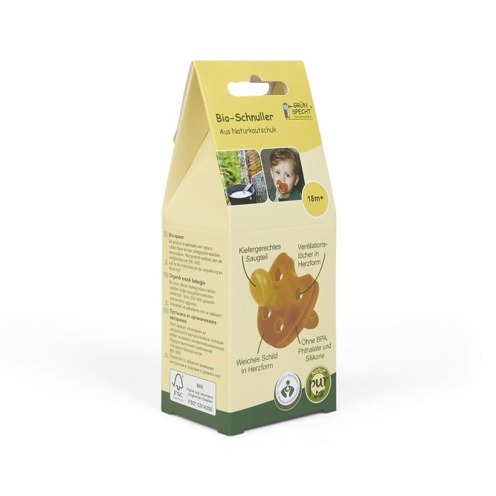 Suzeta ortodontica monobloc BIO, din latex de cauciuc organic, 18+ luni Grunspecht 674-00 [1]