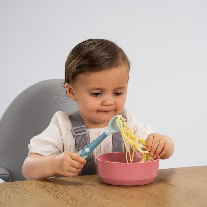 Tacamuri flexibile pentru copii, lingurita si furculita, fara BPA, albastru, 6+ luni, Reer 23033 [8]