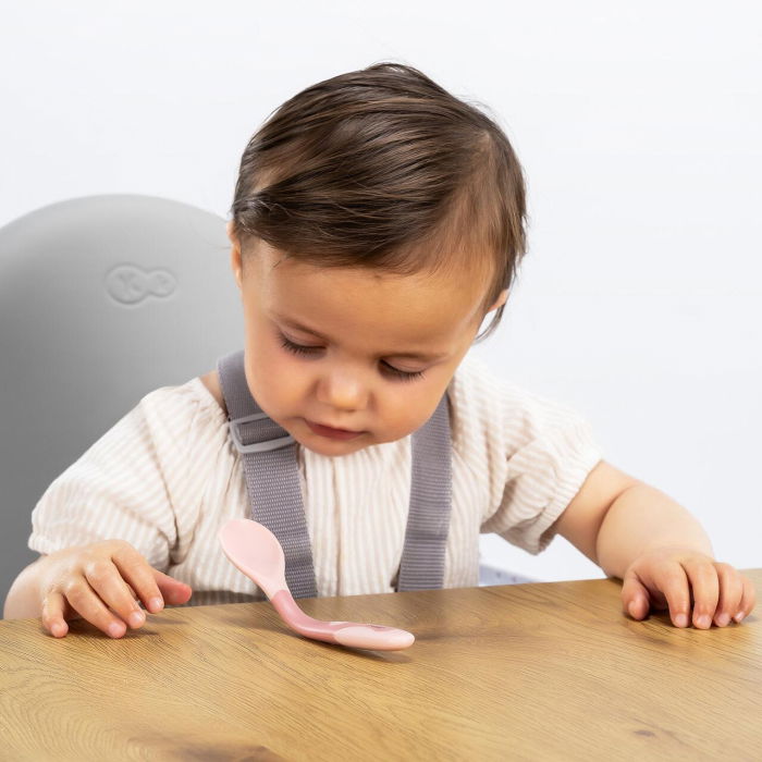 Tacamuri flexibile pentru copii, lingurita si furculita, fara BPA, roz, 6+ luni, Reer 23044 [10]